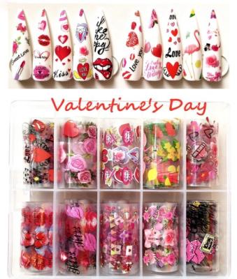 China 3d Nail Sticker 2020 Valentine Nail Wraps Foil Nail Art DIY Decoration San Valentine Nail Stickers Lip Heart Flower Sticker for sale