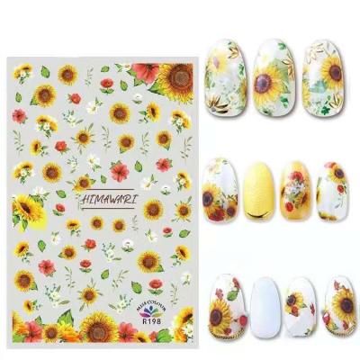 China 3d Nail Art DIY Decoration Summer Sunflower Nail Art Sticker Decal DIY Hot Selling Decoration For Nail for sale