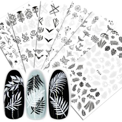 China 3d Nail Art DIY Decoration 2020 Vintage Flower Pattern Black Foil Nail Sticker High Quality Lace for sale