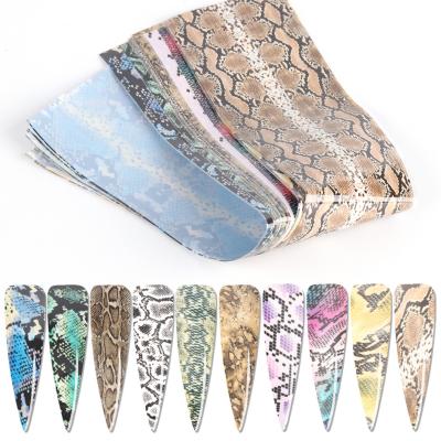 China 3d Nail Art DIY Decoration 10Pcs Set Sticker Nail For Nail Decoration Snakeskin Transfer Foil Slider for sale