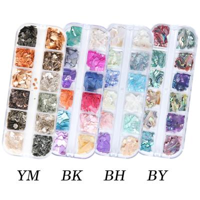 China 3d Nail Art DIY Decoration 12 Colors Mix Glitter Shell Irregular Abalone Nail Patch Slim For Nail Art Decoration Manicure Tools for sale