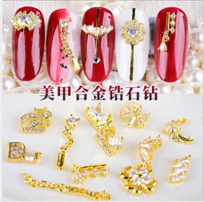 China 2021Popular Fashionable Luxury Gold Plated Nail Zircon Nail Charms Art for sale