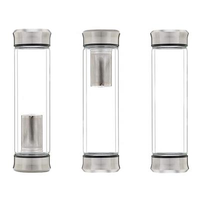 China Travel BPA Free Portable Viable Tea Infusion Glass Tumbler 400ml Glass Tumblers For Drinking for sale