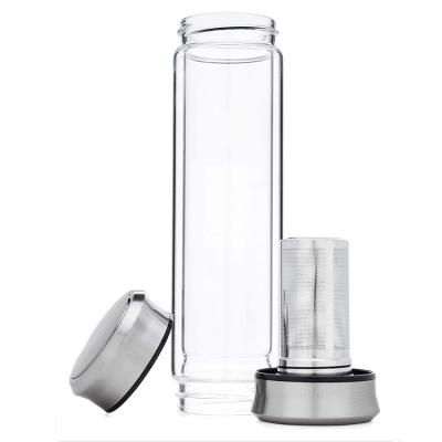 China Sustainable Tea Infuser Arizona Honest Yerba Mate Enlightenment Tea Glass Bottle Double Wall Iced Tea Glass Water Bottle for sale