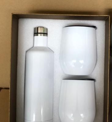 China White Tumbler Blanks 17oz Sublimation Viable Blank Stainless Steel Flask Wine Set With Gift Box for sale