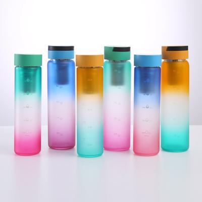 China 2021 Latest Trend Borosilicate Glass Viable Cola Water Bottle Glass Manufacture With Stainless Steel Lid for sale