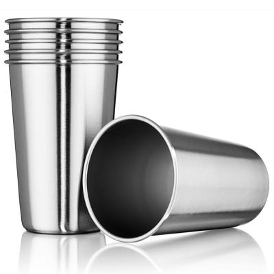 China Real Glass 16oz Stainless Steel Pint Camping Disposable Cheap Unbreakable Single Wall Mug for Beer or Cider for sale