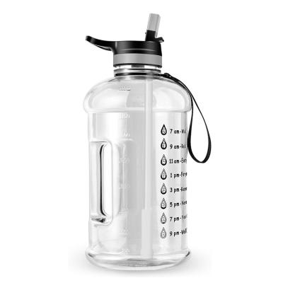 China Viable Motivational Plastic Jug Flip Top Clear Running Tritan Full 1 Gallon 3.78L BPA Free Water Bottle for sale