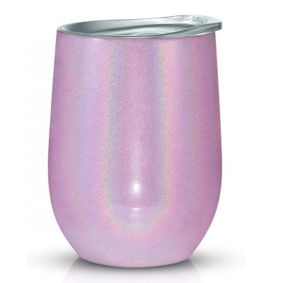 China Disposable Custom Travel Cup Keep Cold Stemless Wine Glass Insulated Coffee Wine and Cocktails Stainless Steel Tumbler with Lid and Straw for sale