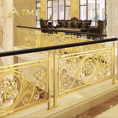 China Balcony Manufacturer Railings Aluminum Indoor Balusters Decorative Gold Color Stair Railing for sale