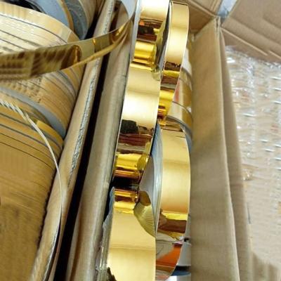 China PVD Plating Stainless Steel Gold Trim Profile U/T/L Stainless Steel Sheet Gold Patch Panels for sale