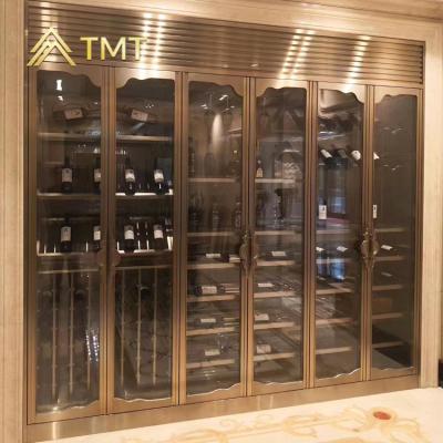 China Wholesale 304 Stainless Steel Bar Wine Cabinets Stainless Steel Glass Wine Display Cabinet Durable for sale