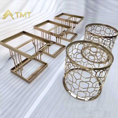 China Easy to clean stainless steel rose gold table legs metal materials table leg metal furniture partition for sale