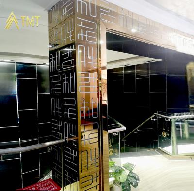 China PVD Plating TMT Stainless Steel Room Divider Pattern Screen Project Solution Decorative Divider Screen Wall Panel for sale