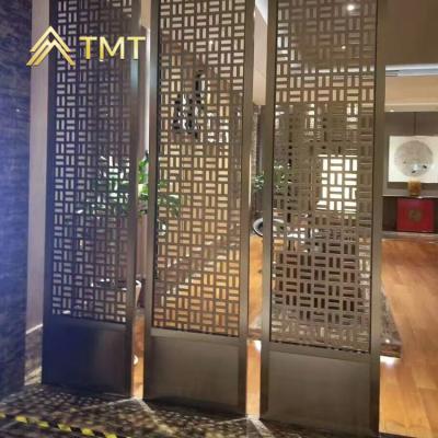 China PVD Plating Indoor Divider 4 Panel Room Dividers Cheap Decorative Screens Hotel Metal Screen for sale