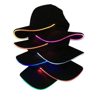 China Custom 6 Panel Baseball Cap Hats Outdoor Activities Wholesale COMMON Panel Led Flashlight LED Flashlight Hats Fashion Sun Hat for sale