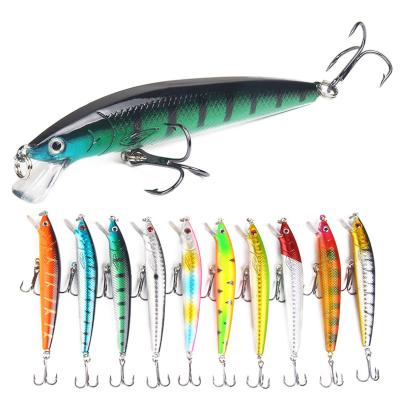 China Hard Plastic 3D ABS Eyes Minnow Fishing Lures Triple Lure Hook Fishing Realistic Fishing Lures for sale