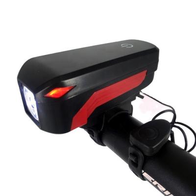 China ABS Plastic+ LED Bulb Front Light Touched Horn Bell T6 USB Charging Speaker 140DB Bike Built-in Waterproof USB Lights for sale