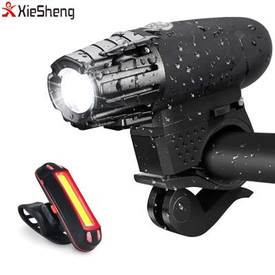 China Fashionable Bicycle Decoration Bike Light Set Waterproof 300LM Rechargeable LED Cycle Torch USB Bike Light Front Headlight and Rear Bicycle Light for sale