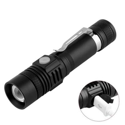 China Camping Led Flashlight USB Accent Handy Powerful Aluminum Waterproof Zoomable Mini Flashlight Rechargeable Alloy Flashlight Power Tip for sale