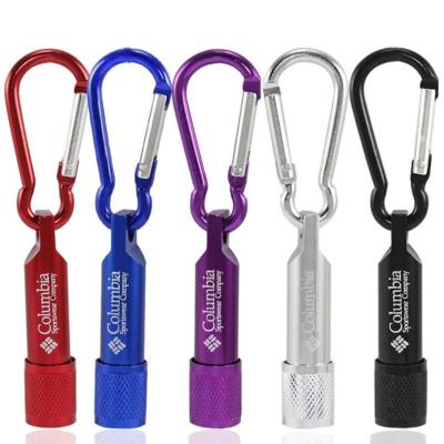 China Mini Promotion Columbia Led Torch Camping Flashlight With Carabiner Aluminum Alloy Light Key Chain for sale