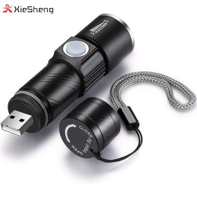 China Camping 350LM Mini Torch Flash Light Pocket Outdoor Portable Zoomable USB LED Strong Light Flashlight for sale