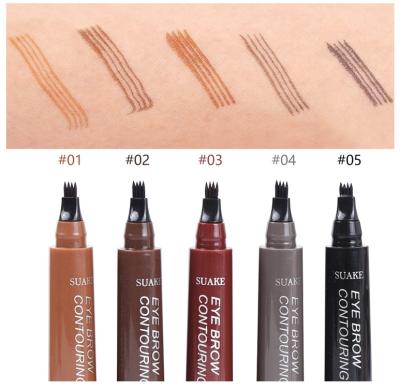 China Multi Color Waterproof Four-fork Waterproof Makeup Four-headed Eyebrow Pencil for sale