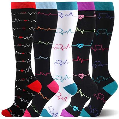 China Breathable Custom Made Knee Marathon 15-20mm Hg Hospital Nurse High Pressure Socks for sale