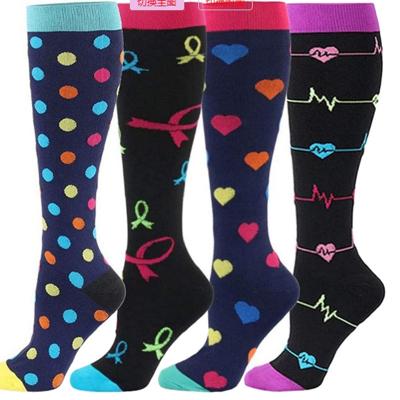 China Breathable Custom Made Knee Marathon 15-20mm Hg Hospital Nurse High Pressure Socks for sale