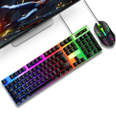 China Anti-fall set! Ergonomic Mouse Combo Rainbow Gaming Keyboard RGB Gaming Keyboard Backlit Cable Mouse On Sale for sale