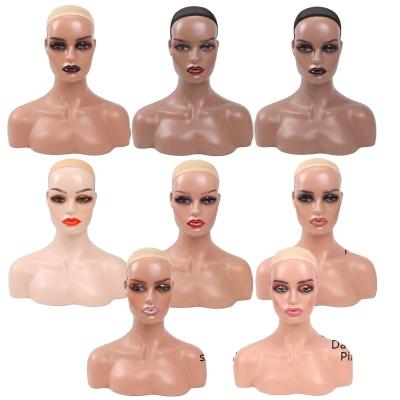 China Hot Selling Plus Size Wig Display Clothes Plastic Wig Mannequin Female Head With Shoulder for sale