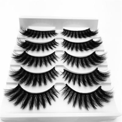 China 5 Pairs 3D Long Natural Multilayer False Eyelashes Cross Thick Eyelash Makeup 3D Long Eyelash Natural Messy Cotton Yarn False Eyelashes for sale