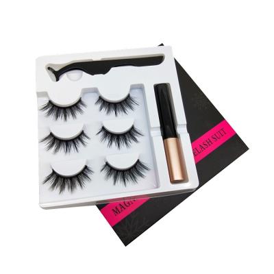 China Magnetic Eyelashes Free Shipping Magnetic Eyelash With Tweezers Glue Set In Stock for sale