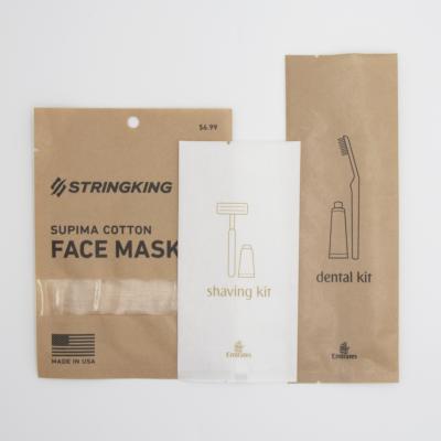 China 100% Biodegradable Compostable Hot Selling Disposable Toiletries Product Toothbrush Toothpaste Packaging Compound Paper Bag For Hotel for sale