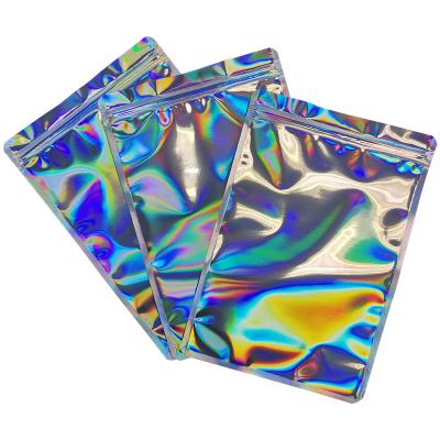 China ANTISTATIC High Quality Small Holographic Packaging Bags Laser Seailing Zipper Makeup Packaging Pouch for sale