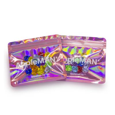 China New Design Laser Small Recyclable Holographic Zipper Bag Cosmetic Packaging Bags For Beauty Makeup Tools for sale