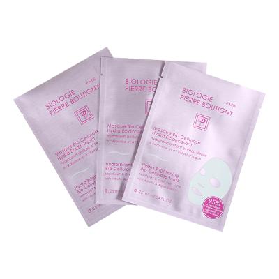 China Custom Moisture Proof Aluminum Foil Three Side Sealed Facial Mask Packaging Pouch Bags With Tear Notch for sale