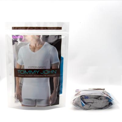 China Small Barrier Plastic Packaging Transparent Poly Zipper Clothing Bags Stand Up Clothes Bags For T Shirt for sale