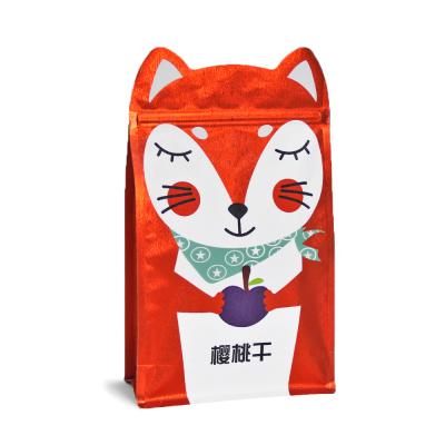 China Disposable BOPP Glitter Film Fox Animal Shaped Eight Sides Sealed Packaging Bags Irregular Design Food Flat Bottom Pouches for sale