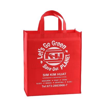 China Promotional Customized Non Woven Handled Logo Printed Reusable Shopping Tote Bag With Handle for sale