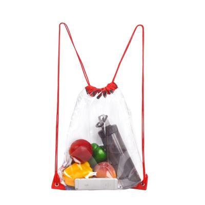 China Waterproof Water Resistant Gym Sports Plastic Travel Hiking Hiking Clear PVC Clear Drawstring Backpack Bag for sale