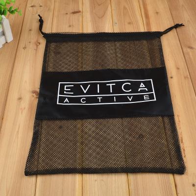 China Wholesale custom shopping bag small heavy duty eco-friendly nylon sports shopping black satin mesh logo mesh jewelry shopping drawstring bag for sale