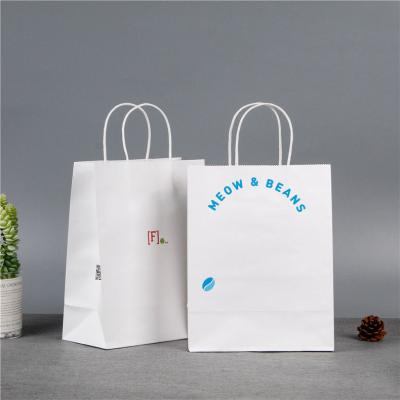 China Recycled Materials Wholesale Logo Printing Food Take Away Hand Kraft Paper Bag Milk Tea Packaging Custom Paper Bag for sale