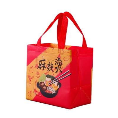 China Handled Cheap Nonwoven Grocery Bags For Food Caterer Recycle Usable Nonwoven Catering Bag for sale