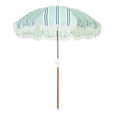 China Modern Parasol Sombrillas De Playas Guarda Sol Praia Beach Umbrellas With Tassels Of Garden Smart 8Ft Parasols Frames for sale