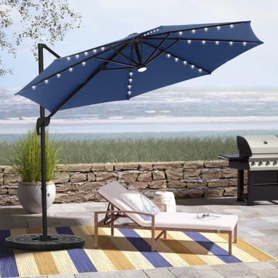 China Modern New Arrival 10 Ft Led Patio Cantilever Umbrella UV Protection Roma Umbrella Outdoor Garden Umbrella With Led Light for sale