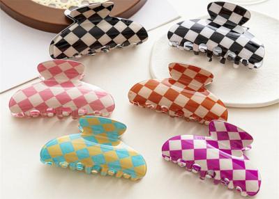 China acetic acid colorful clip hair accessories imitation  color check clip shark hair accessories OEM Hollow out logo for sale