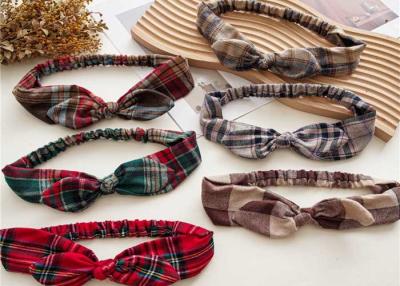 China Christmas plaid rabbit ears hair band headband Japanese Korean women's stretch OEM LOGO accessories for sale