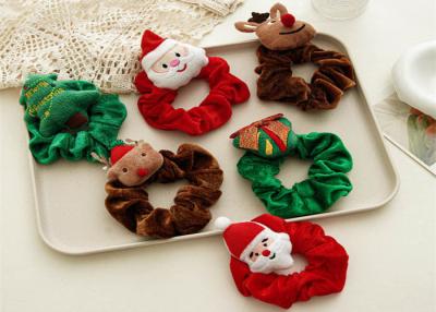 China Christmas cartoon girls hair accessories European Santa Claus elk plush hair ring curly hair scrunchie OEM logo words for sale