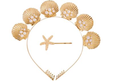 China Hot sale fashion alloy pearl sea shell headbands hairpin girls headbands headwear accessories for sale